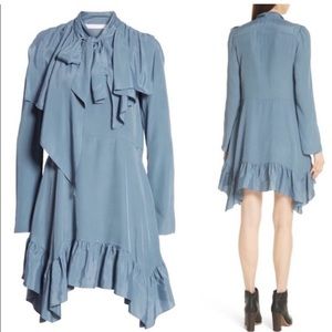 See by Chloe Dusty Blue Frilled Mini Dress